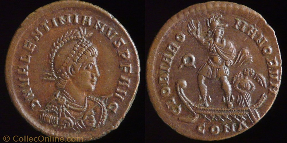 Valentinianus II, AE2 monnaie antique av jc ap romaine republicaine imperiale valentinianus ii ae2