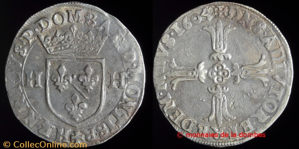 Henri II de Montpensier (1592-1608), Quart d'ecu - 1604 monnaies europe medievale france feodales henri ii de montpensier 1592 1608 quart ecu 1604
