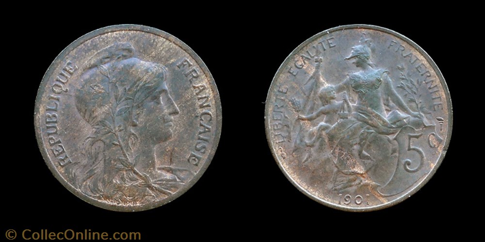 3° république (1870-1940) - 5 centimes 1901 monnaies monde france 3 republique 1870 1940 5 centimes 1901