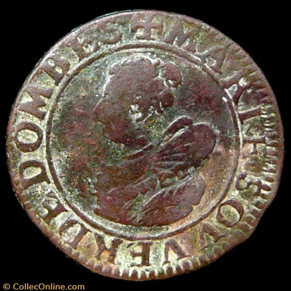 monnaies france feodales marie de montpensier 1608 1627 double tournois type 5 1626