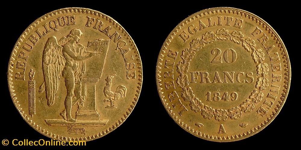 2° republique - 20 francs or 1849 A monnaies monde france 2 republique 20 francs or 1849 a