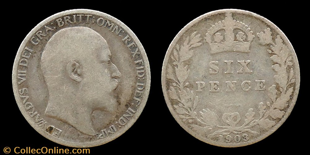 Edward VII (1901-1910) - six pence monnaies monde royaume uni edward vii 1901 1910 six pence