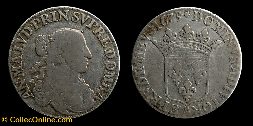 monnaies europe medievale france feodales dombes 1673 anne marie louise orleans 1650 1693 demi ecu
