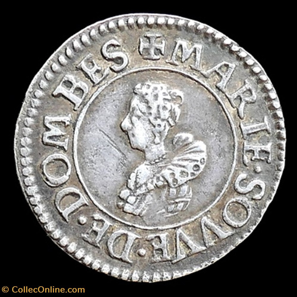Marie de Montpenser (1608-1627), denier tournois en Argent - 1620 monnaies france feodales marie de montpenser 1608 1627 denier tournois en argent 1620