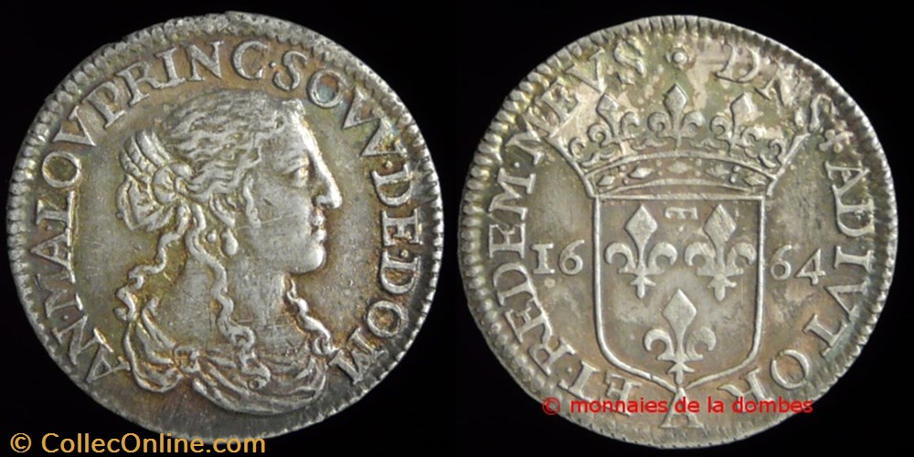 monnaies france feodales anne marie louise orleans 1650 1693 douzieme ecu 1664