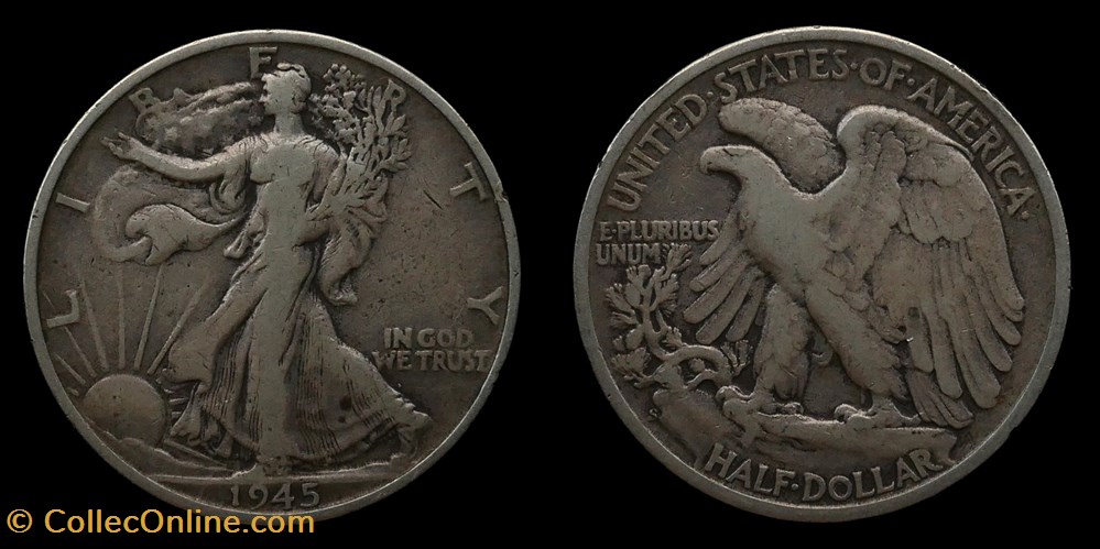 monnaies monde etats unis walking liberty half dollar 1945