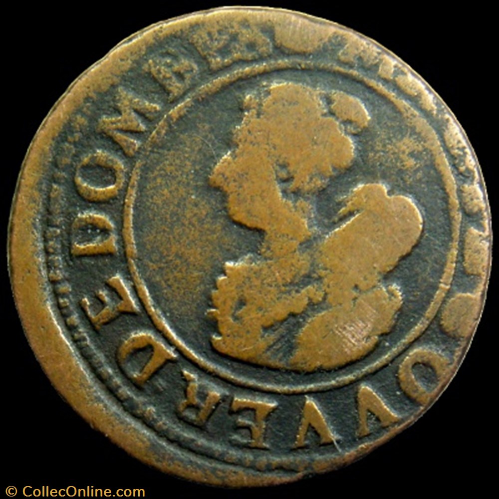 Marie de Montpensier (1608-1627), Double Tournois type 5 - 1629 monnaies france feodales marie de montpensier 1608 1627 double tournois type 5 1629