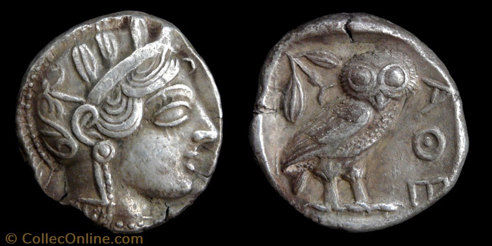 Attique, Athène tetradrachme - 454-404 BC monnaies antiques grecques attique athene tetradrachme 454 404 bc