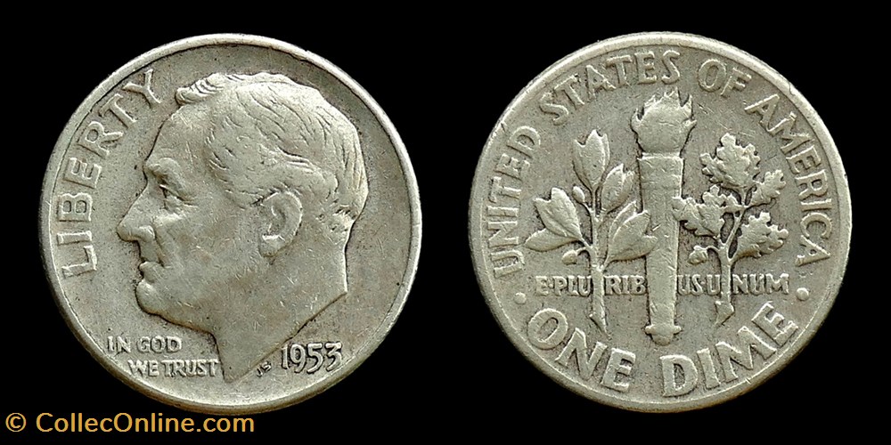 Roosevelt dime - 1953 monnaies monde etats unis roosevelt dime 1953