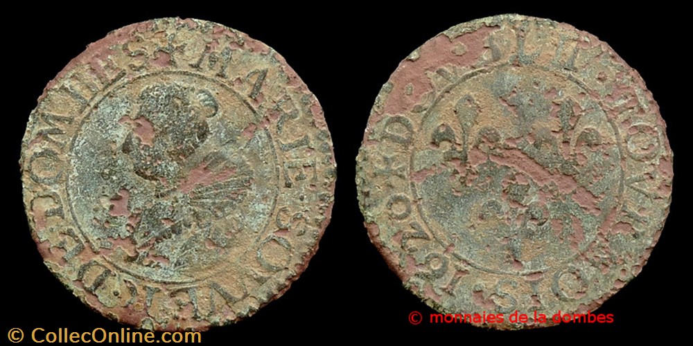 monnaies france feodales marie de montpensier 1608 1627 double tournois type 5 1620