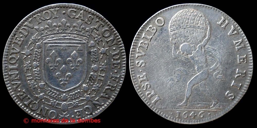 1646 - Gaston d'Orleans (1627-1650), Jeton, argent monnaies paranumismatique jetons poids 1646 gaston orleans 1627 1650 jeton argent