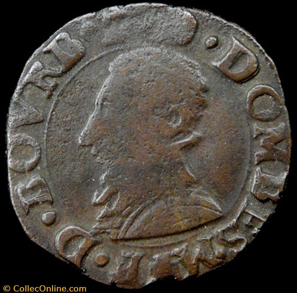 François II de Montpensier (1582-1592), Double tournois type 3 - 1589 monnaies france feodales francois ii de montpensier 1582 1592 double tournois type 3 1589