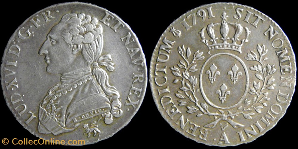 monnaies europe medievale france royales louis xvi 1774 1792 demi ecu aux lauriers 1791 a