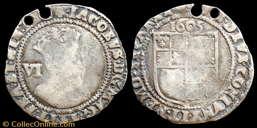 James I (1603-1625) - six pence monnaies monde royaume uni james i 1603 1625 six pence