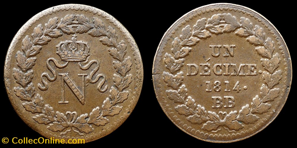 Napoleon I° Empereur - Décime 1814BB monnaies monde france napoleon i empereur decime 1814bb
