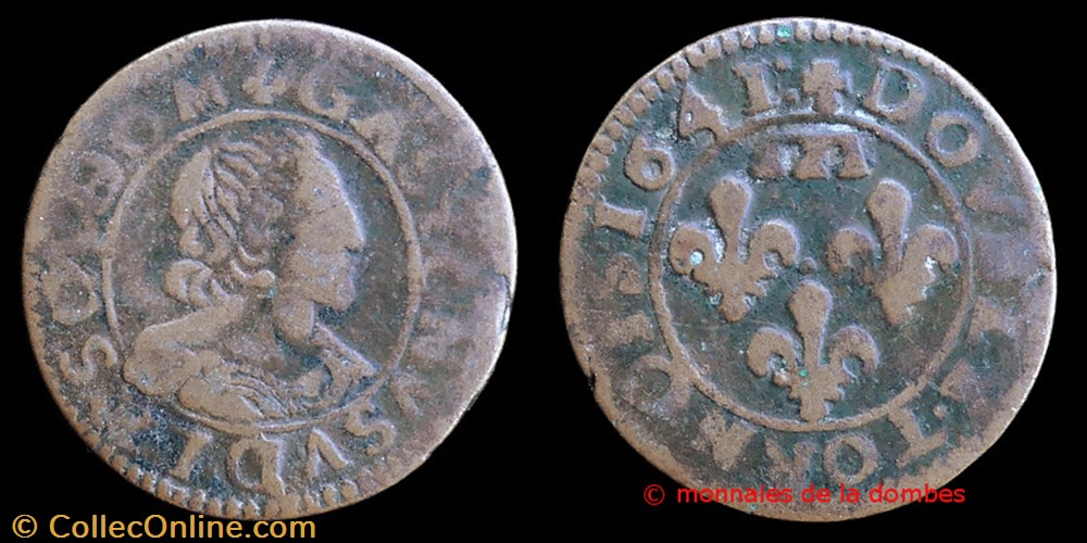 Gaston d'Orleans (1627-1650), Double Tournois type 14 - 1641/0 monnaies france feodales gaston orleans 1627 1650 double tournois type 14 1641 0