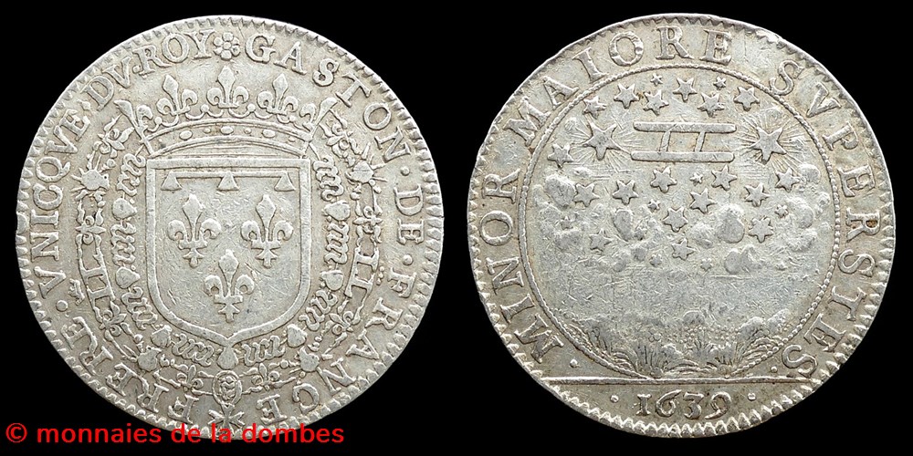 1639 - Gaston d'Orleans (1627-1650), Jeton, argent monnaies paranumismatique jetons poids 1639 gaston orleans 1627 1650 jeton argent