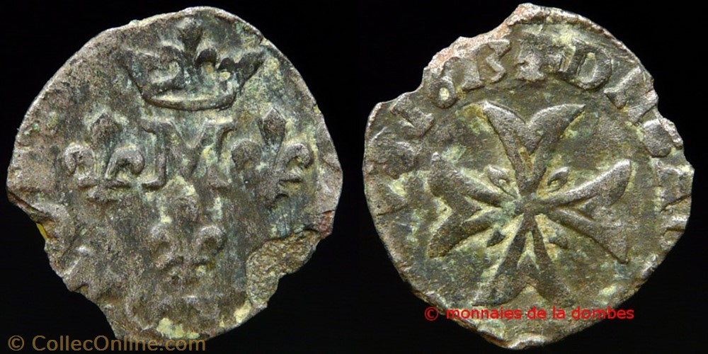 Marie de Montpensier (1608-1627), Liard - 1613 monnaies france feodales marie de montpensier 1608 1627 liard 1613