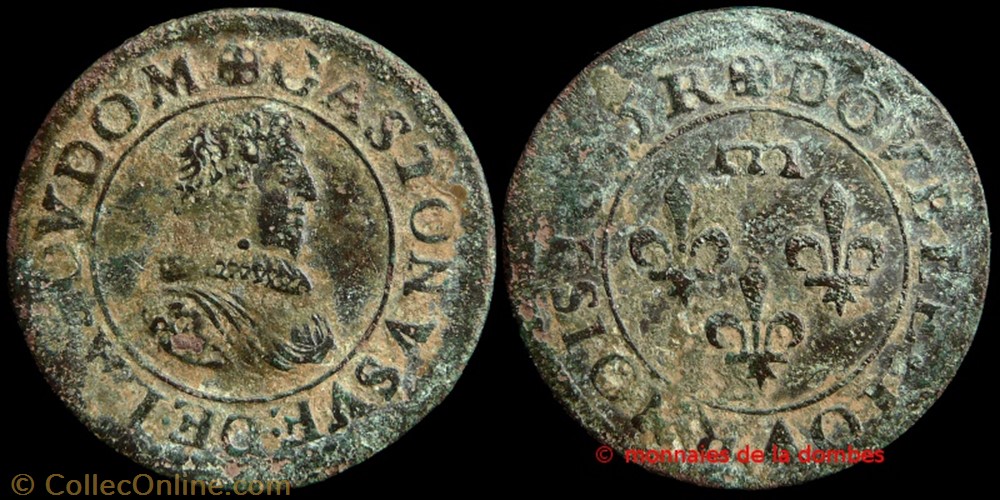 monnaies france feodales gaston orleans 1627 1650 double tournois type 8 1635 r