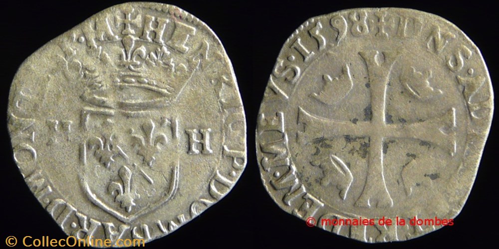 Henri II de Montpensier (1592-1608), Douzain - 1598 monnaies france feodales henri ii de montpensier 1592 1608 douzain 1598
