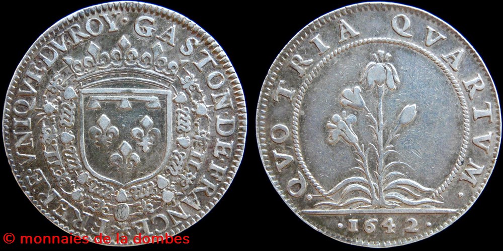 1642 - Gaston d'Orleans (1627-1650), Jeton, argent monnaies paranumismatique jetons poids 1642 gaston orleans 1627 1650 jeton argent