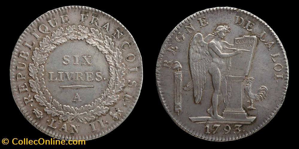 Convention - Ecu de six livres 1793 A monnaies monde france convention ecu de six livres 1793 a