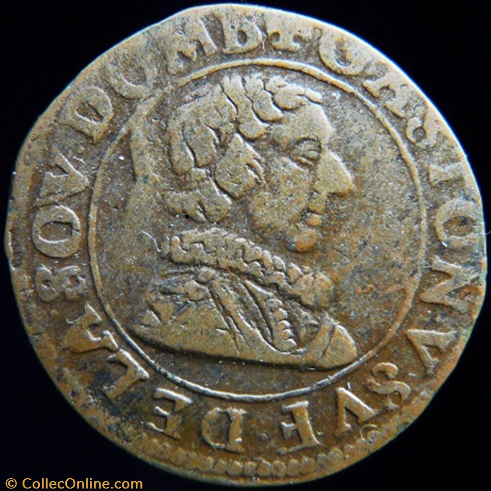Gaston d'Orleans (1627-1650), Double Tournois type 6 - 1629 monnaies france feodales gaston orleans 1627 1650 double tournois type 6 1629