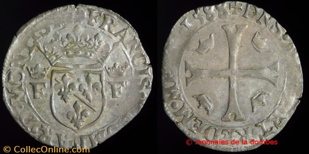 Francois II de Montpensier (1582-1592), Douzain - 1588 monnaies france feodales francois ii de montpensier 1582 1592 douzain 1588