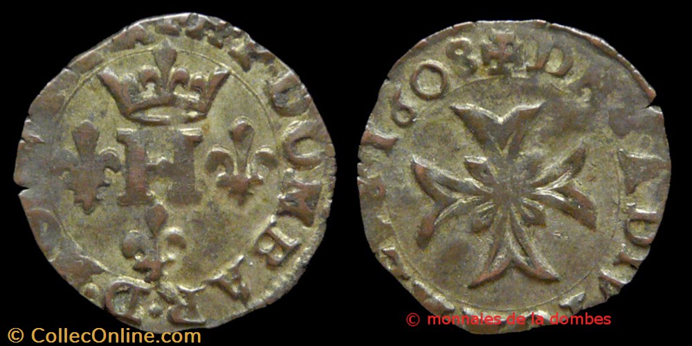 monnaies france feodales henri ii de montpensier 1592 1608 liard 1608