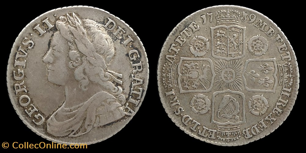 George II (1727 - 1760) - shilling monnaies monde royaume uni george ii 1727 1760 shilling