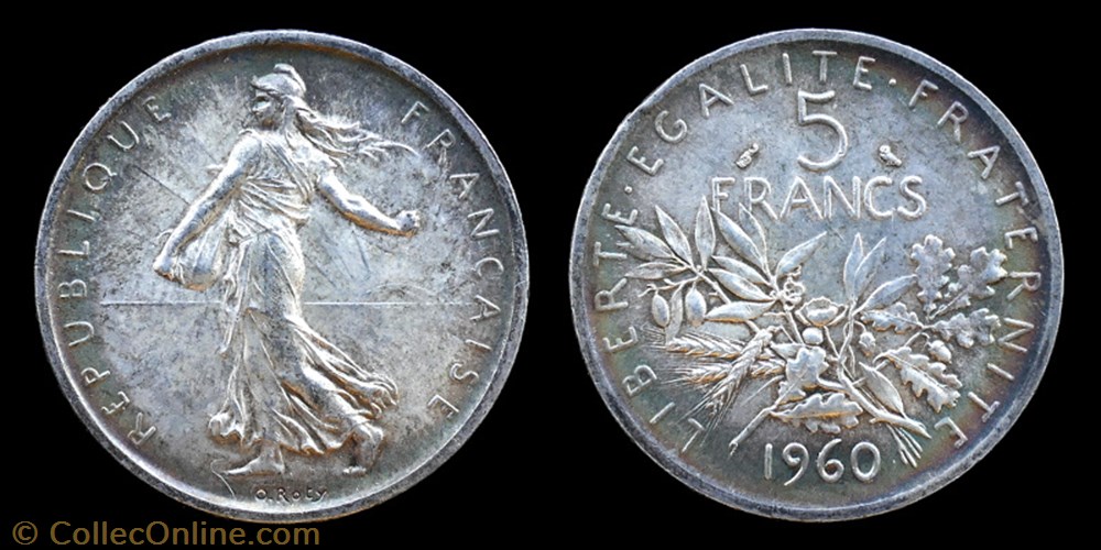 5° republique (1958- ) - 5 francs 1960 monnaies monde france 5 republique 1958 5 francs 1960
