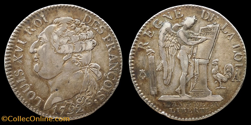 Constitution - Demi écu de trois livres 1792 A monnaies europe medievale france constitution demi ecu de trois livres 1792 a