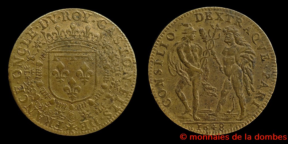 monnaies paranumismatique jetons poids 1648 gaston orleans 1627 1650 jeton laiton