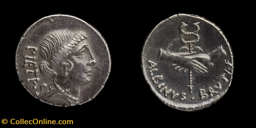 Albinus Bruti F., Denarius monnaies antiques romaines imperiales et republicaines albinus bruti f denarius