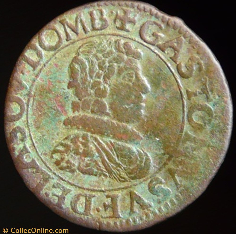 Gaston d'Orleans (1627-1650), Double Tournois type 7 - 1630 monnaies france feodales gaston orleans 1627 1650 double tournois type 7 1630