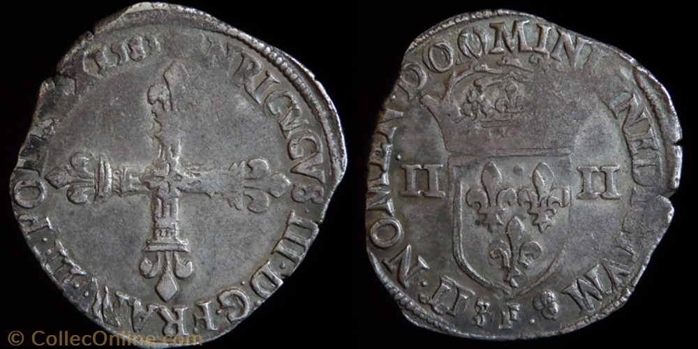 monnaies europe medievale france royales henri iii 1574 1589 quart ecu 1583 f