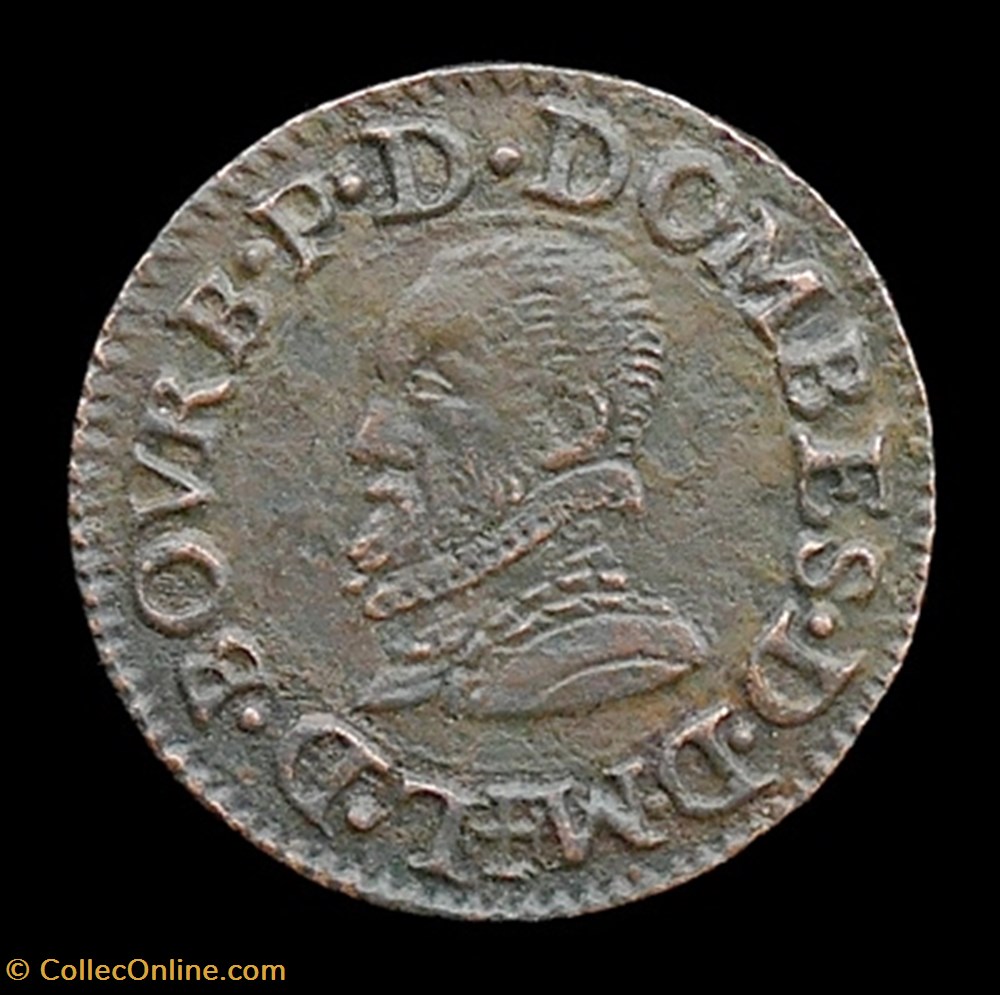 monnaies france a feodales louis ii de montpensier 1560 1582 denier tournois type 1 cuivre 1577