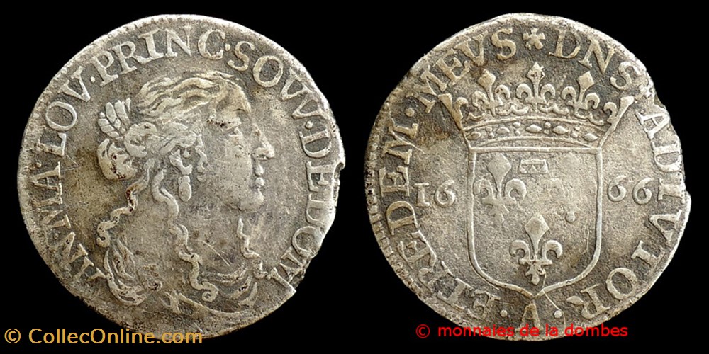 monnaies france feodales anne marie louise orleans 1650 1693 douzieme ecu 1666