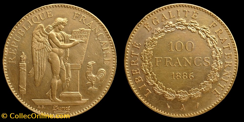 3° republique - 100 francs or 1886 A monnaies monde france 3 republique 100 francs or 1886 a
