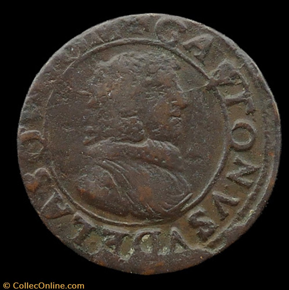 Gaston d'Orleans (1627-1650), Double Tournois type 8 - 1639 monnaies france feodales gaston orleans 1627 1650 double tournois type 8 1639