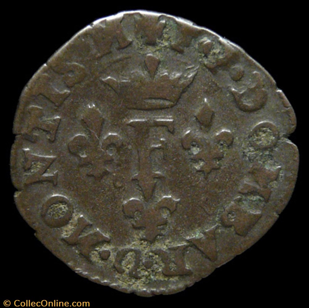 François II de Montpensier (1582-1592), Liard - 1587 monnaies france feodales francois ii de montpensier 1582 1592 liard 1587