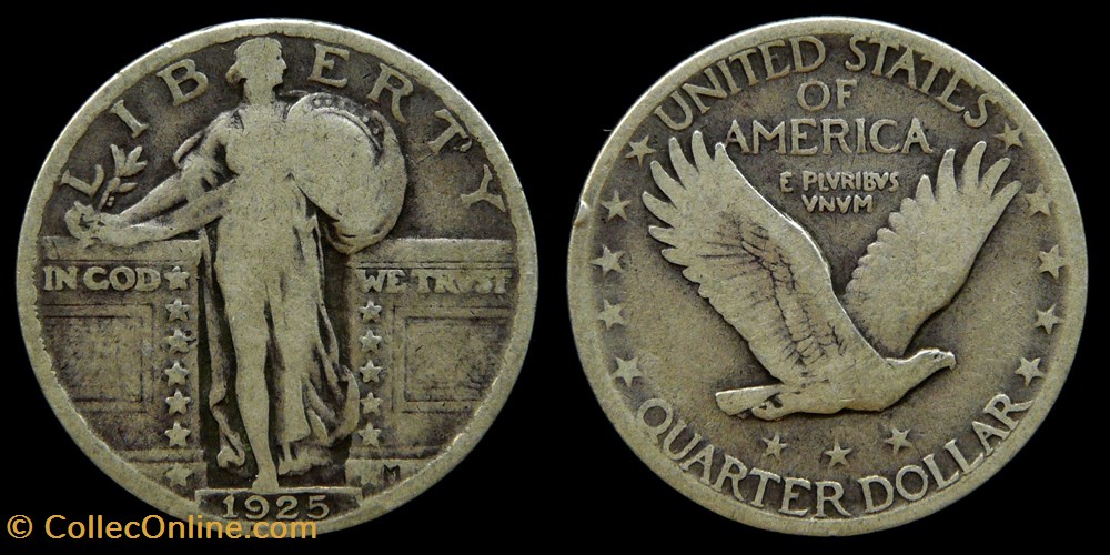 Standing liberty quarter - 1925 monnaies monde etats unis standing liberty quarter 1925