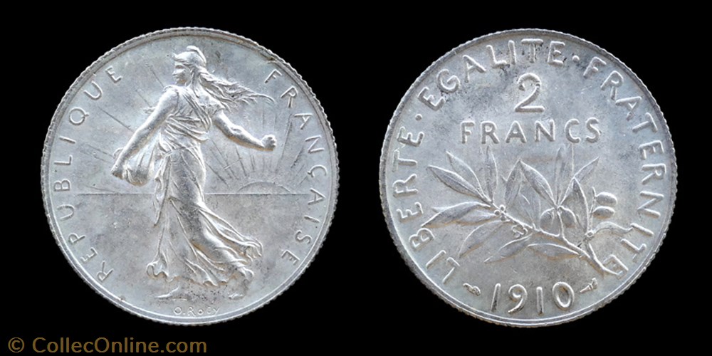3° republique (1870-1940) - 2 francs 1910 monnaies monde france 3 republique 1870 1940 2 francs 1910