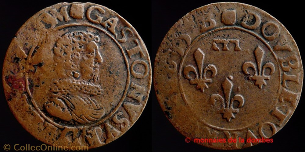 Gaston d'Orleans (1627-1650), Double Tournois type 8 - 1635 B monnaies france feodales gaston orleans 1627 1650 double tournois type 8 1635 b