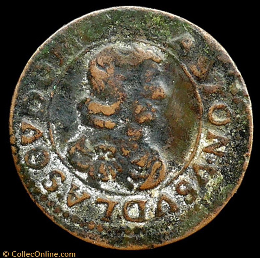Gaston d'Orleans (1627-1650), Double Tournois type 16 - 1643 monnaies france feodales gaston orleans 1627 1650 double tournois type 16 1643