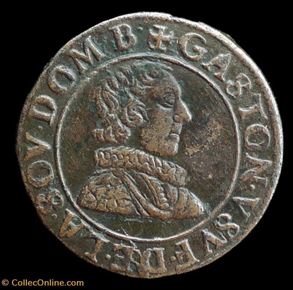 Gaston d'Orleans (1627-1650), Double Tournois type 6 - 1629 monnaies france feodales gaston orleans 1627 1650 double tournois type 6 1629
