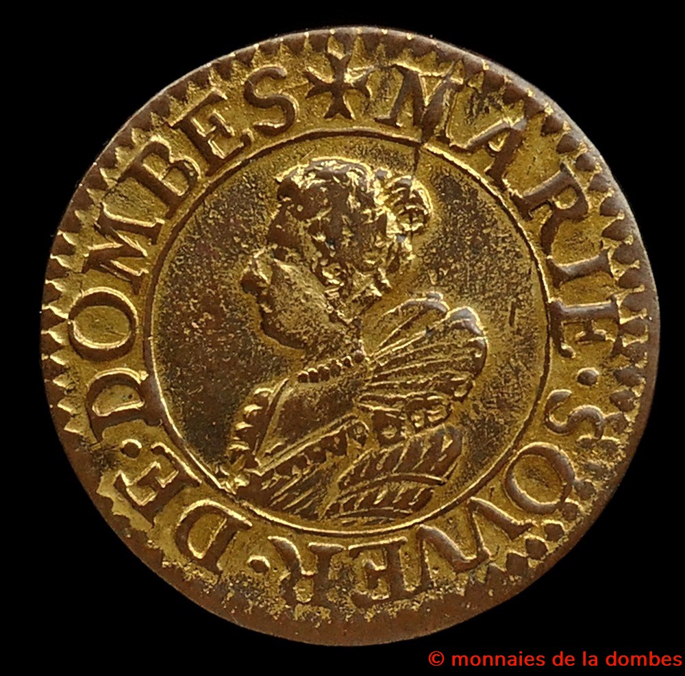 monnaies europe medievale france feodales marie de montpensier 1608 1627 double tournois type 5 dore 1620