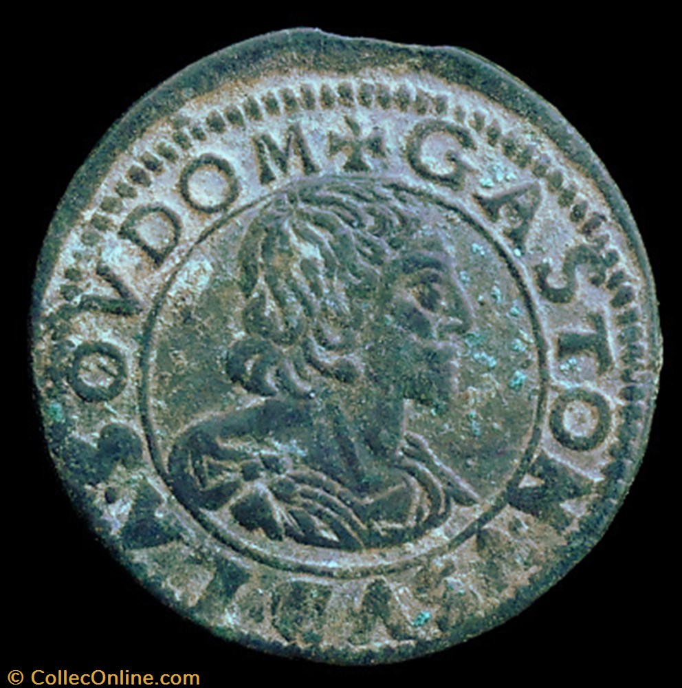 Gaston d'Orleans (1627-1650), Double Tournois type 14 - 1641 monnaies france feodales gaston orleans 1627 1650 double tournois type 14 1641