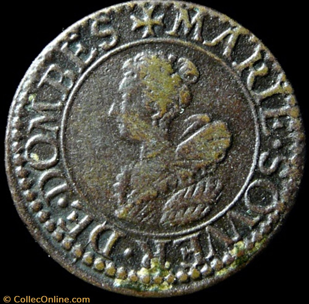 Marie de Montpensier (1608-1627), Double Tournois type 5 - 1620 monnaies france feodales marie de montpensier 1608 1627 double tournois type 5 1620