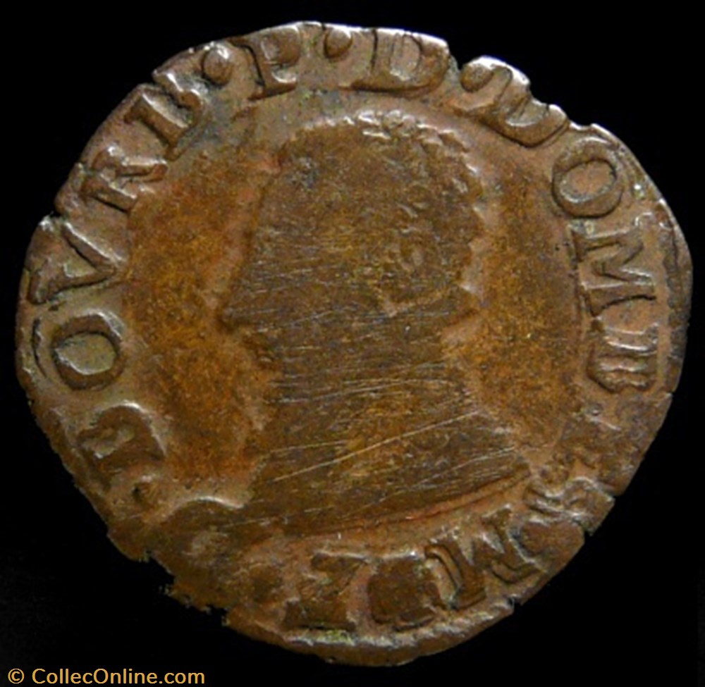 François II de Montpensier (1582-1592), Double tournois type 3 - 1588 monnaies france feodales francois ii de montpensier 1582 1592 double tournois type 3 1588